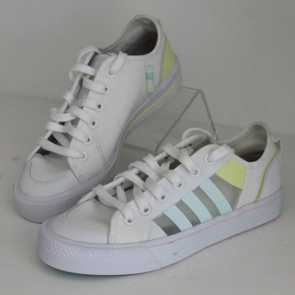 Adidas Originals Three Stripes Unisex Sneakers Men's 5.5 or Wom 7 White Yellow - Picture 1 of 16
